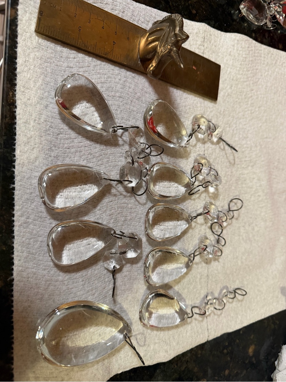 Vintage leaded glass crystal chandelier prism lot, non faceted